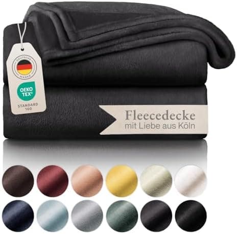 Blumtal wohndecke Anthrazit - flauschig - Oeko-TEX zertifiziert - 130x150 cm - Couch & Wohnzimmernutzung - Fliesdecke -
