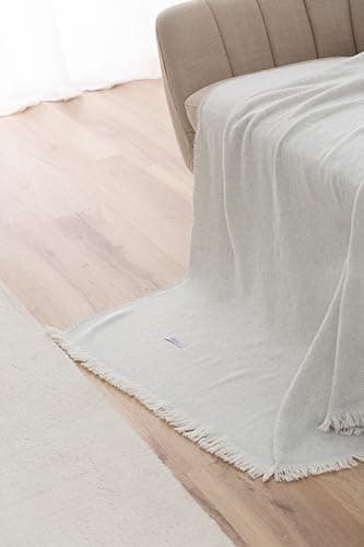 Todocama extra weiche Baumwolldecke Sandbeige, dekorativ für Sofa und Bett,softes Wohnzimmer und Schlafzimmer Accessoire