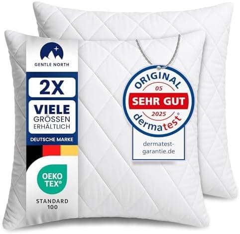 Polyester Kopfkissen (40x40 cm groß) - Weiß - Zierkissen für Couch und Sofa - Waschbar bis 60° - Ökotex - 2er Set Kissen