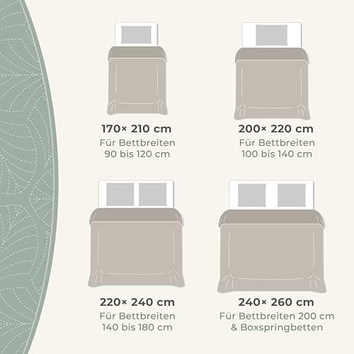 Gräfenstayn Premium Tagesdecke Anthrazit - weich, knitterfrei & pflegeleicht - Nahtlose Steppung & Blatt-Design - Bett &