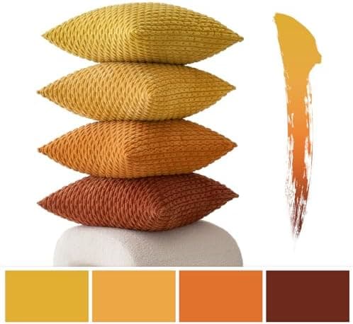 MIULEE 4er Set Dekorative Kissenhülle Wohnzimmer Schlafzimmer Orange Grün