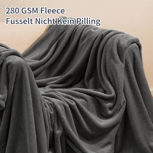 Oeko-Tex Weich Warm Kuscheldecke PHF Flauschig Fleecedecke 130x150cm - Beige, Couch, Sofa & Bett Überwurf