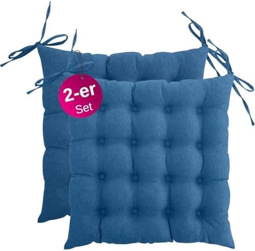 Wometo 4er Set Sitzkissen Stuhl OekoTex - beigeh ConfigurationManager Stuhlkissen Funktionales Polster mit Bändern OEKO-