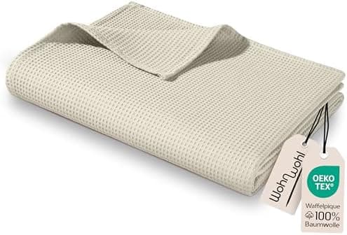Tagesdecke Grau 100% Baumwolle Pflegeleicht Sommerdecke