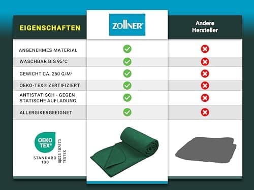 ZOLLNER Kuscheldecke in 130x170 cm - kuschelige und langlebige Fleecedecke - antistatisch und Oeko Tex® Zertifiziert