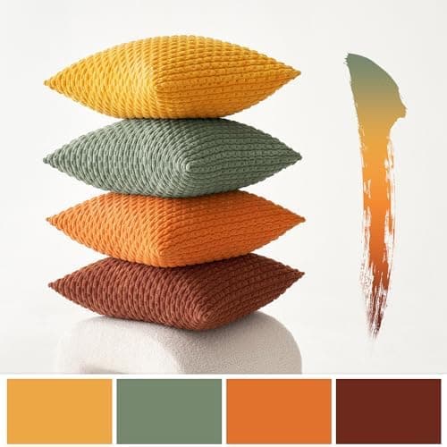 MIULEE 4er Set Dekorative Kissenhülle Wohnzimmer Schlafzimmer Orange Grün