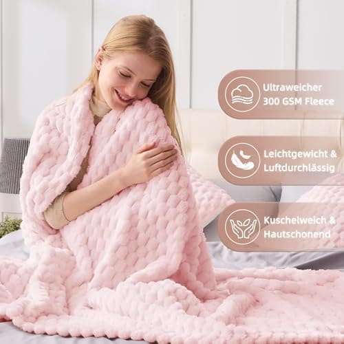 Vielit Ultraweiche Kuscheldecke Flauschig Rot – Warme & Gemütliche Couch & Sofadecke, Atmungsaktiv & Pflegeleicht, OEKO-