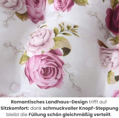 Wometo Sitzkissen Bodenkissen - Landhaus Rosen-Motiv für Indoor und Outdoor OEKO-TEX
