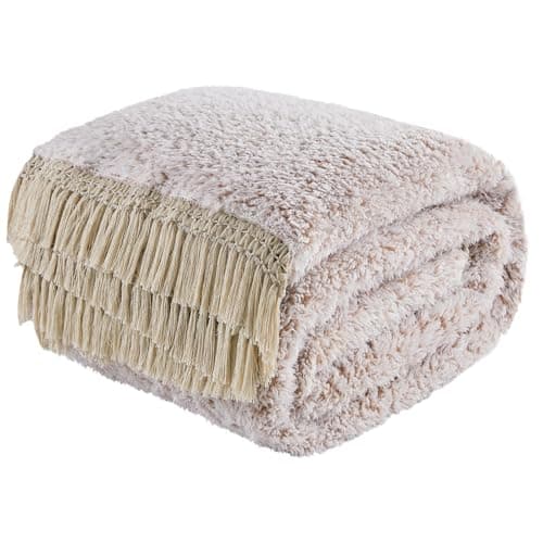 EMME Flauschige Sherpa Kuscheldecke Oeko-Tex 150x200 cm, perfekt für Winterspazieren und Relaxen - doppelseitig weich, l