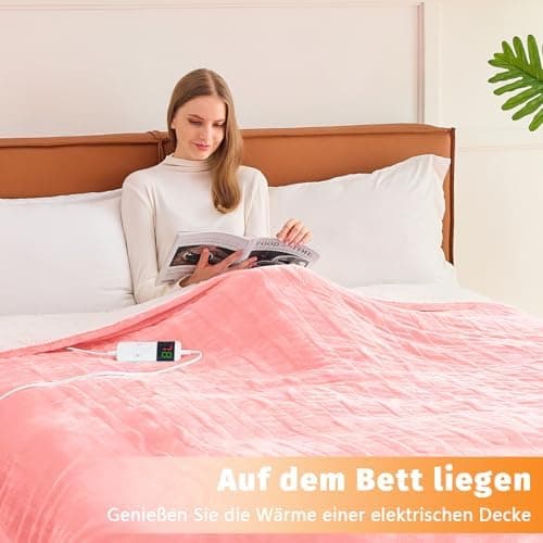 BOMOVA Heizdecke Grau, 130x180cm, Warme Kuscheldecke mit Abschaltautomatik & Timertechnologie für Women & Wohnzimmer, We