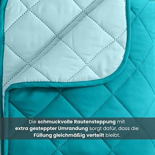Wometo Microfaser Sommer Steppbett OekoTex - grün und hellgrün Kochfest -ideal für Camping und heiße Tage - 200x200 - oh