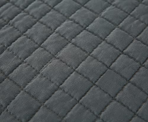 WOLTU Tagesdecke Steppdecke Doppelbett Dunkelgrau-Crème 170x210 cm 360GSM Global Recycled Standard Kariert