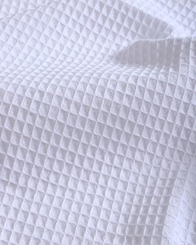 Premium Waffelpique Tagesdecke Grau 160x220cm - Leichte Sommerdecke für Bett und Sofa - 100% Baumwolle