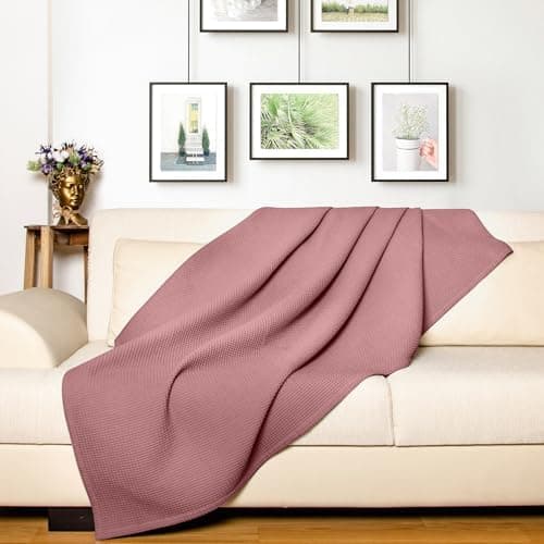 LAYNENBURG Premium Sommerdecke 150 x 200 cm - Waffelpique 100% Baumwolle - Creme OEKO-TEX STANDARD 100