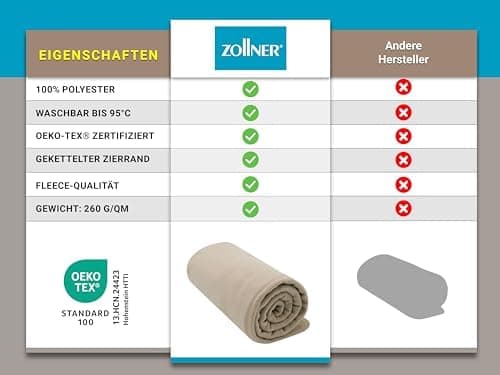 ZOLLNER Kuscheldecke in Taupe - weiche Couchdecke 130x170 cm - waschbar bis 95°C - Hotelqualität - Oeko Tex® Zertifizier