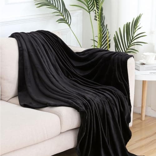 Kuscheldecke Flauschig Fleecedecke für Tiefen Schlaf und Bessere Erholung, Schwarz 130 x 160 cm