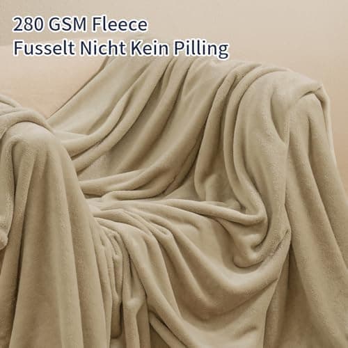 Oeko-Tex Weich Warm Kuscheldecke PHF Flauschig Fleecedecke 130x150cm - Beige, Couch, Sofa & Bett Überwurf
