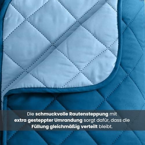 Wometo Microfaser Sommer Steppbett OekoTex - grün und hellgrün Kochfest -ideal für Camping und heiße Tage - 200x200 - oh