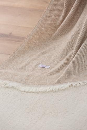 Todocama extra weiche Baumwolldecke Sandbeige, dekorativ für Sofa und Bett,softes Wohnzimmer und Schlafzimmer Accessoire