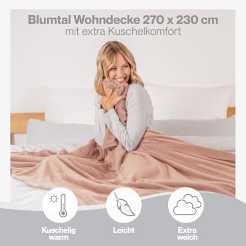 Blumtal wohndecke Anthrazit - flauschig - Oeko-TEX zertifiziert - 130x150 cm - Couch & Wohnzimmernutzung - Fliesdecke -
