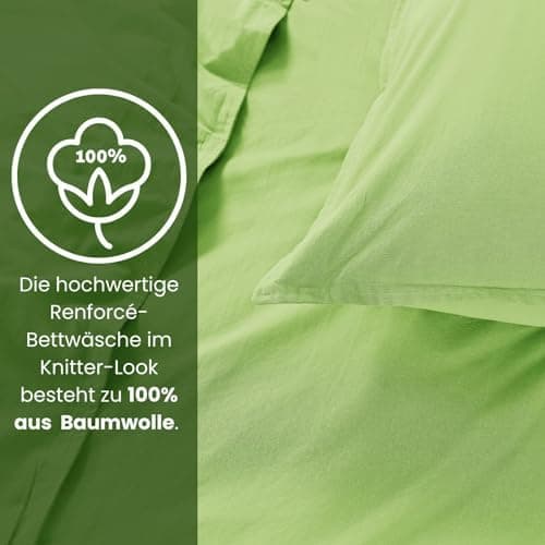 Wometo Bettwäsche Renforce Stone-Washed - Curry Gelb 100% Baumwolle OEKO-TEX Weich Modern Used-Look Leinen-Optik OEKO-TE