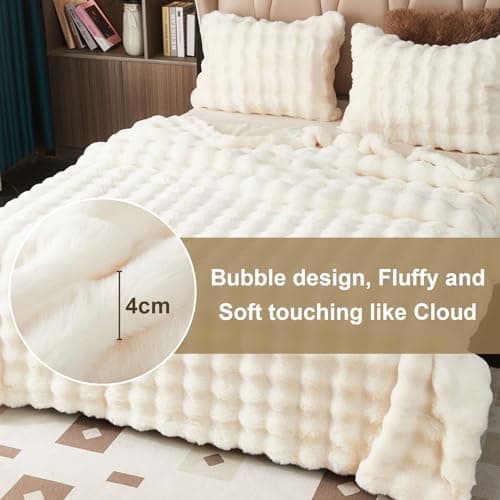 Kuscheldecke Milchsamt Blasen Decke Super Soft Warme Couchdecke 100 x 160cm White