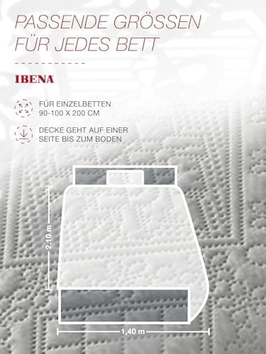 Ibena Nancy Tagesdecke 220x250 cm - Leichte Rosa Decke mit Zopfmuster für Luxuschlaf