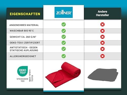 ZOLLNER Kuscheldecke in 130x170 cm - kuschelige und langlebige Fleecedecke - antistatisch und Oeko Tex® Zertifiziert