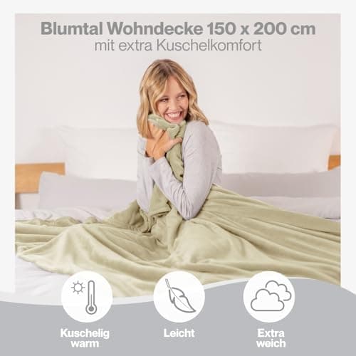 Blumtal wohndecke Anthrazit - flauschig - Oeko-TEX zertifiziert - 130x150 cm - Couch & Wohnzimmernutzung - Fliesdecke -