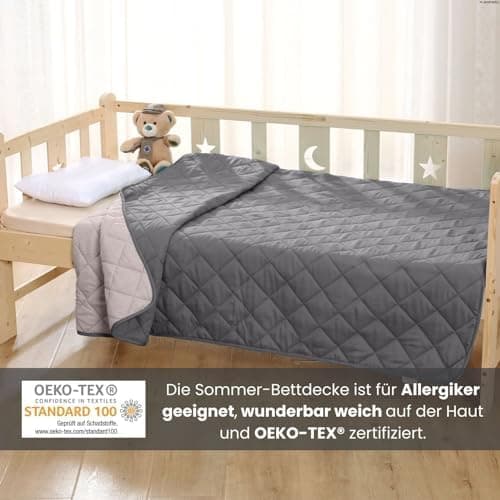 Wometo Microfaser Sommer Steppbett OekoTex - grün und hellgrün Kochfest -ideal für Camping und heiße Tage - 200x200 - oh