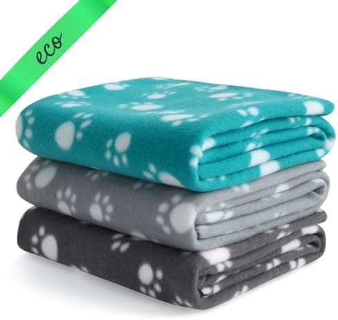 Wometo eco Tierdecke 3er-Set 100% recyceltes Material Oeko-TEX geprüft 70x100 cm grau, dunkelgrau und türkis OEKO-TEX ST