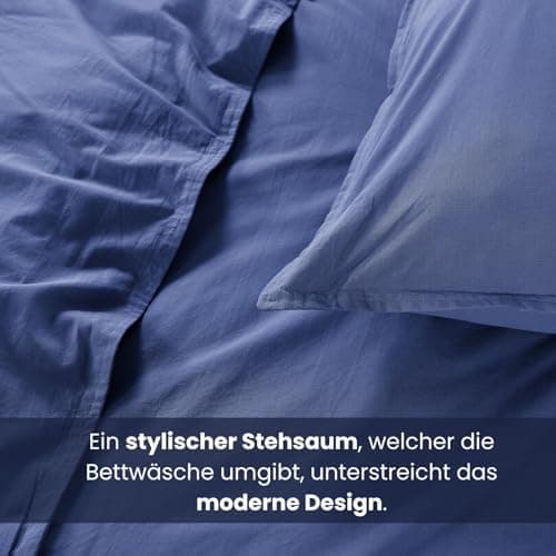 Wometo Bettwäsche Renforce Stone-Washed - Curry Gelb 100% Baumwolle OEKO-TEX Weich Modern Used-Look Leinen-Optik OEKO-TE