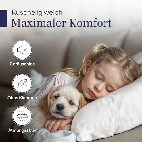 Gentle North Kopfkissen (40x40 cm) - 2er Set - Weiß für Bett und Deko - Ökotex - Waschbar - Reißverschluss für Füllung