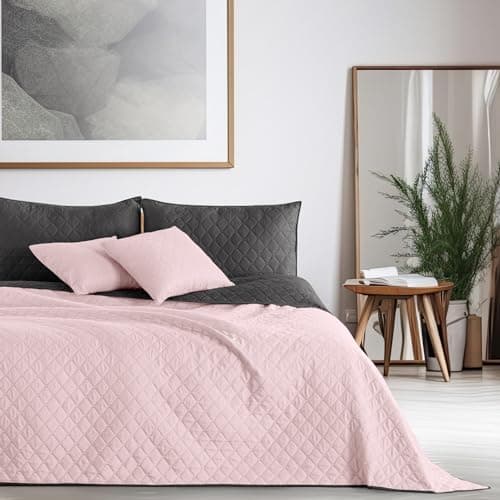 DecoKing Tagesdecke 260 x 280 Steel Silver Grey Dimgray Zweiseitig Pflegeleicht Axel