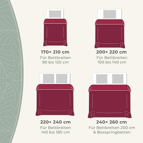 Gräfenstayn Premium Tagesdecke Anthrazit - weich, knitterfrei & pflegeleicht - Nahtlose Steppung & Blatt-Design - Bett &