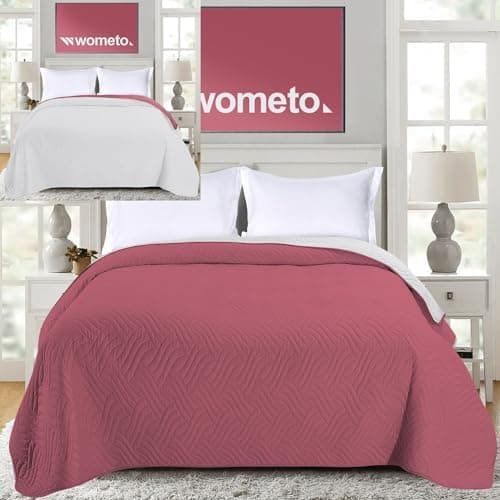 Wometo OekoTex Tagesdecke 220x240 cm gesteppt Wattiert Wende-Design XXL Bettüberwurf