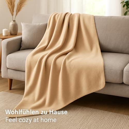 Betz Fleecedecke – weiche Wohndecke & Kuscheldecke – fürs Sofa & Bett – flauschig, leicht, wärmend & pflegeleicht – lila