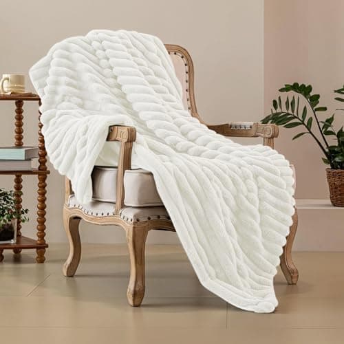 Kuscheldecke Milchsamt Blasen Decke Super Soft Warme Couchdecke 100 x 160cm White