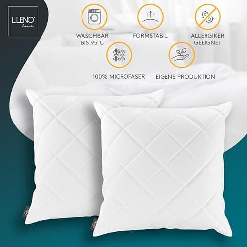LILENO HOME 95°C waschbares Kissenfüllungsset - ideal für Allergiker - Polyester Innenkissen 40 x 40 cm als Couchkissen,