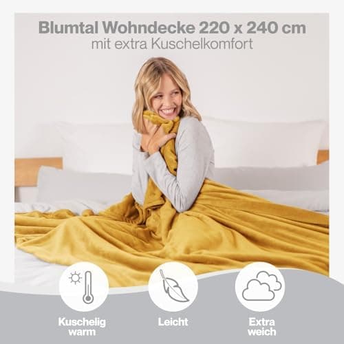 Blumtal wohndecke Anthrazit - flauschig - Oeko-TEX zertifiziert - 130x150 cm - Couch & Wohnzimmernutzung - Fliesdecke -