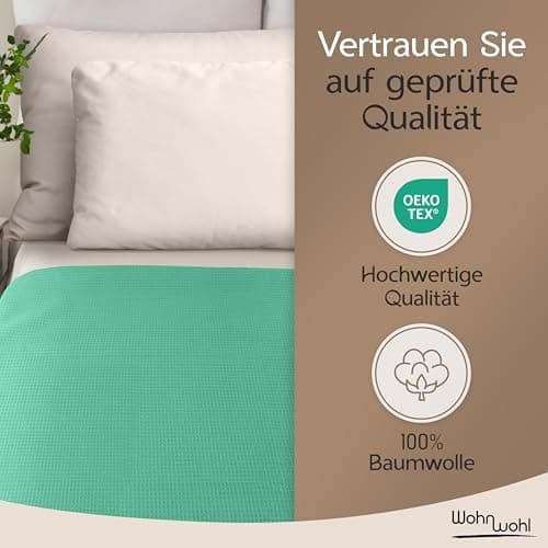 Tagesdecke Grau 100% Baumwolle Pflegeleicht Sommerdecke