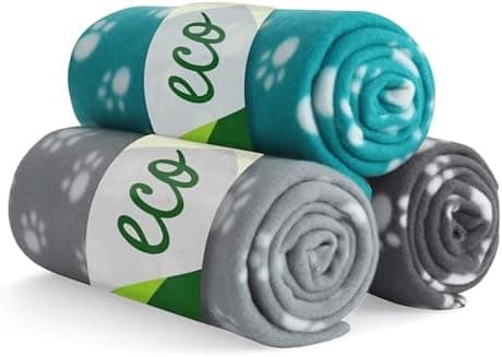 Wometo eco Tierdecke 3er-Set 100% recyceltes Material Oeko-TEX geprüft 70x100 cm grau, dunkelgrau und türkis OEKO-TEX ST