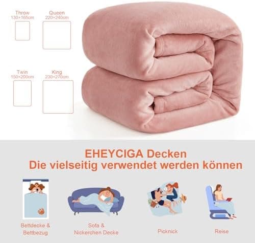 EHEYCIGA Flauschig weiche Kuscheldecke Grau 130x165 für Wohnzimmer und Sofa OEKO-TEX
| EHEYCIGA weiche warme Fleecedeck
