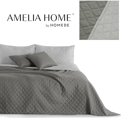 DecoKing Tagesdecke 260 x 280 Steel Silver Grey Dimgray Zweiseitig Pflegeleicht Axel