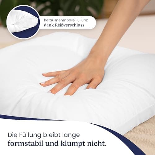 Gentle North Kopfkissen (40x40 cm groß) - Weiß für Bett und Deko - WASCHBAR bis 60° - ÖKOTEX - 2er Set mit Reißverschlus