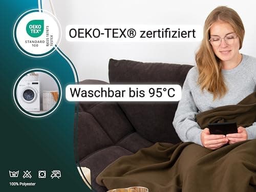 ZOLLNER Kuscheldecke in 130x170 cm - kuschelige und langlebige Fleecedecke - antistatisch und Oeko Tex® Zertifiziert