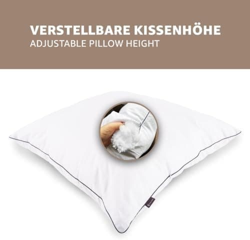 KALIOPE Allergiker Schlafkissen 40 x 80 cm - Höhenverstellbar, Waschbar, 2er Set