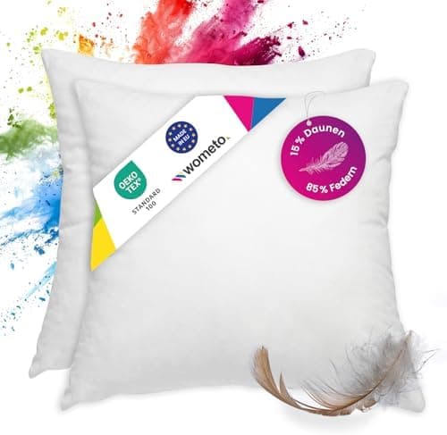 Wometo Premium-Line Oeko-TEX Feder- & Daunenkissen 85% Federn 15% Daunen 40x40 300 g Baumwolle Weiss