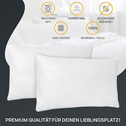 LILENO HOME Federkissen 40x40 cm - perfekt für Allergiker und Kinder - Federkernkissen mit 300 g Federkern-Profil für tr