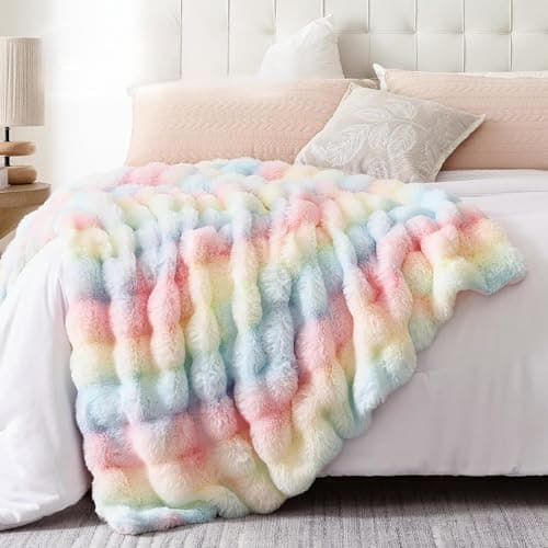 Kuscheldecke Milchsamt Blasen Decke Super Soft Warme Couchdecke 100 x 160cm White